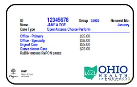 Carte d'assurance maladie de l'Ohio